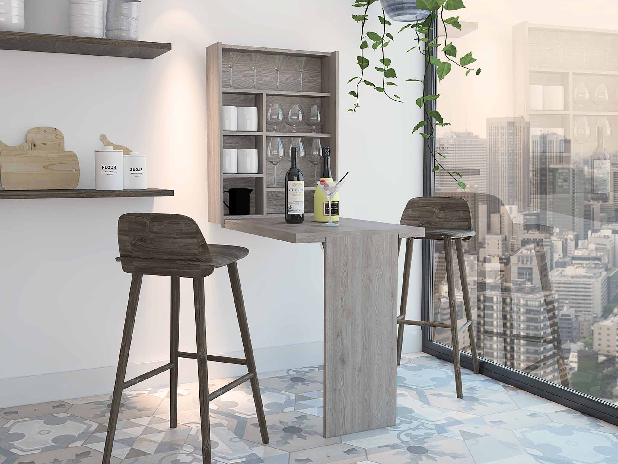 Light Gray Floating Desk TuHome